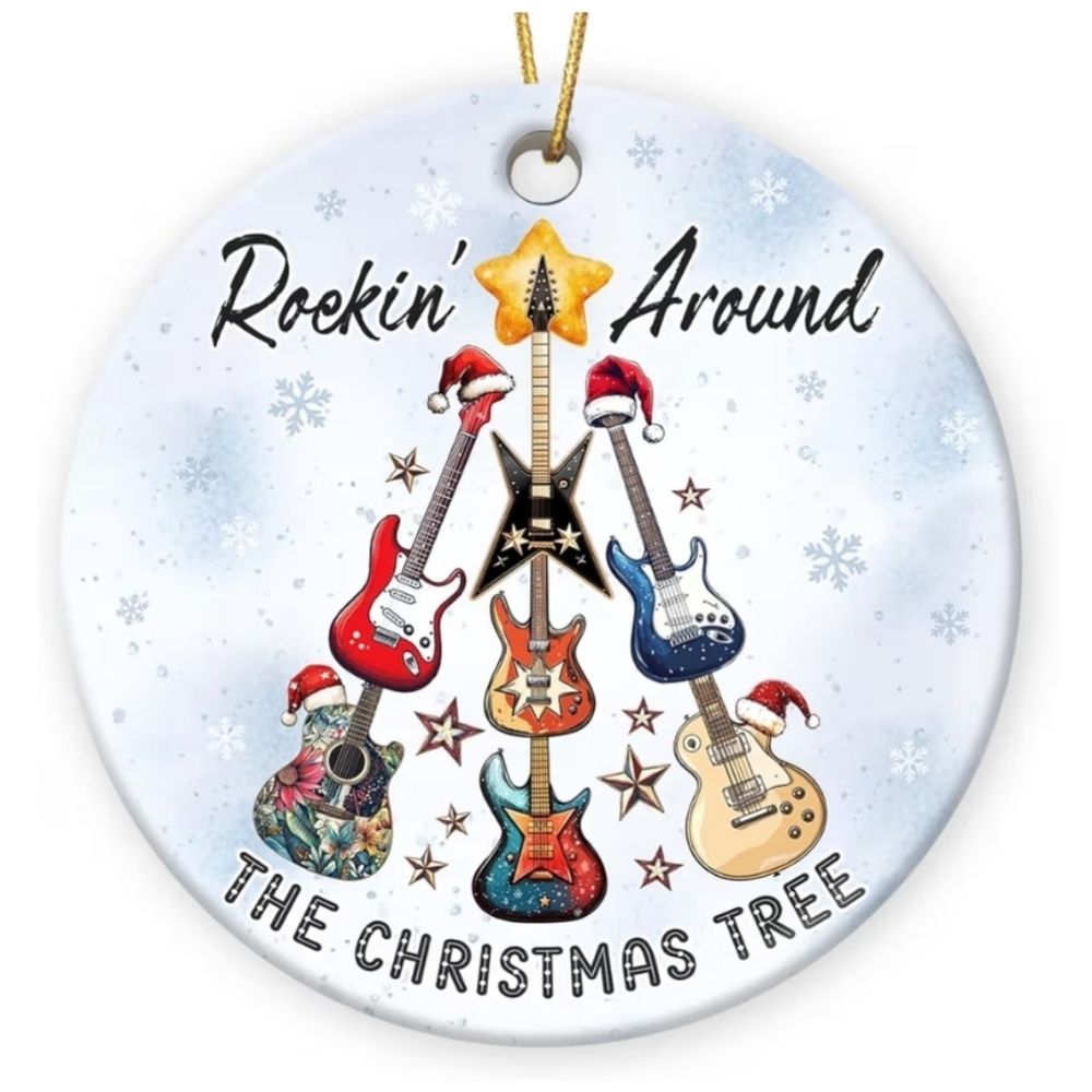 Festive Guitar Holiday Ornament